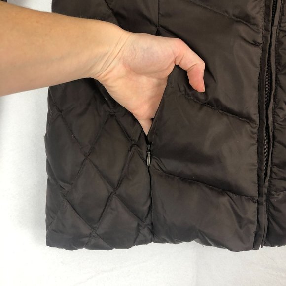 1 Madison Women's Size Small Brown Full Zip Down Puffer Jacket Faux Fur Hood - Picture 3 of 10